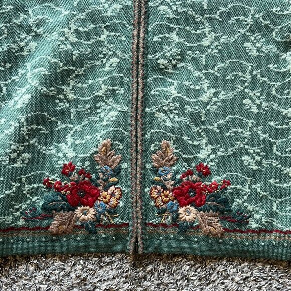 Green Pendleton Floral/Fall Themed Full Zip Up Wool Jacket - Picture 2 of 7